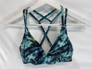 Athleta XXS Swim Top Bikini Top Tropical Green Padded Cross Back - Picture 1 of 7