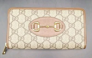 NEW GUCCI HORSEBIT 1955 GG SUPREME CANVAS LEATHER ZIP AROUND CLUTCH WALLET - Picture 1 of 14