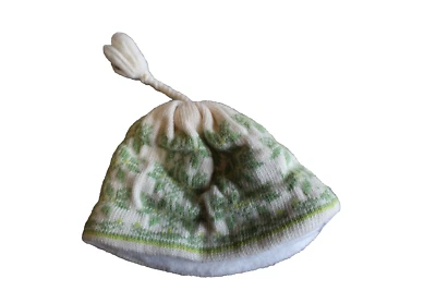 Черепаховый мех шерстяная смесь шапочка зеленые снежинки - взрослый или детский размер - Изображение 1 из 4