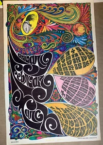 JANUARY FEBRUARY MARCH 1967 CALENDER VINTAGE HIPPIE HEADSHOP BLACKLIGHT POSTER - Picture 1 of 8