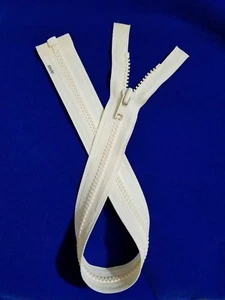 68-ZIPPERS/JAPAN Vtg YKK Vislon #4/OF-WHT Plastic Molded=17"SEPARATING Vest&Kids - Picture 1 of 3