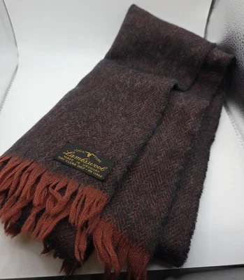Bufanda Vintage 100 Lana de Cordero Rojo Oscuro Hecha en Uruguay 51x12 Gris Borgoña  Foto 1 de 4