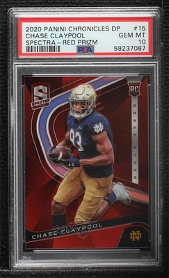 2020 Chronicles Draft Picks Spectra Red Prizm Chase Claypool PSA 10 Rookie RC - Image 1 of 2