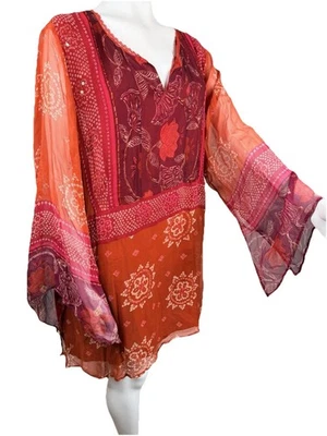 Vintage Lane Bryant Silk Top Y2K  beaded Size 26/28 Boho Fairy whimsy tunic - Image 1 of 4