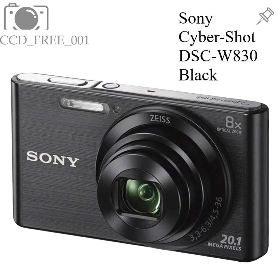 Sony Cyber-Shot DSC-W830 Digital Camera 8x Optical Zoom 20.1MP Black AE/FE Lock - Image 1 of 4
