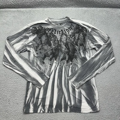Affliction Men Large Four Horsemen Revival Skull Skeleton Y2K Long Sleeve Shirt - Image 1 of 4