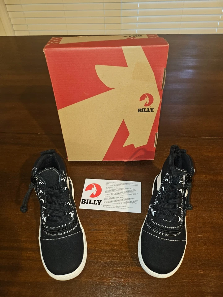Tênis BILLY High Top’s Big Kid’s 12M envoltório curto preto branco com zíper - Imagem 1 de 4