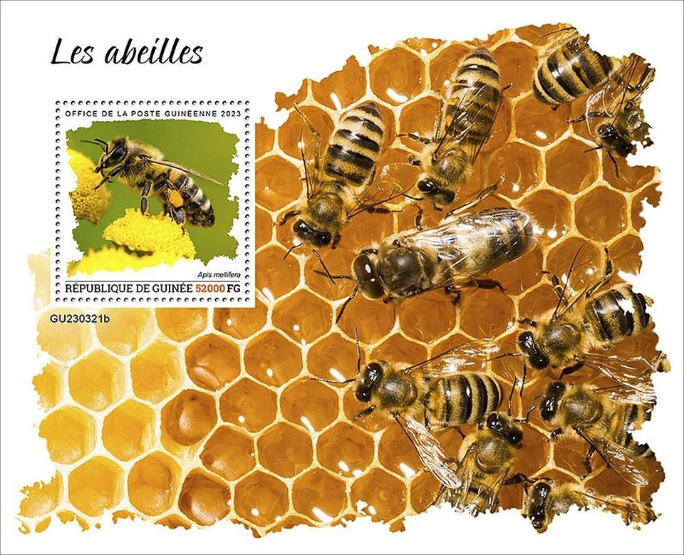 BEES Honey Flowers / Winged Insects / Bee MNH 1v-Stamp Sheet #137 (2023 Guinea) - Image 1 of 1