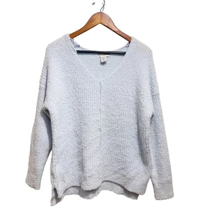 Cup Cakes and Cashmere NWOT Fuzzy Light Blue Ultra Soft V-Neck Sweater Size XL - Picture 1 of 9