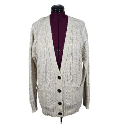 Женская пряжка BKE с белый большого размера v-образным вырезом свитер кардиган | размер средний - Изображение 1 из 4