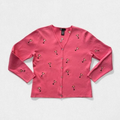 Cárdigan Martini Vintage Bordado Martini Motivo Carole Pequeño Algodón Talla L  Foto 1 de 4