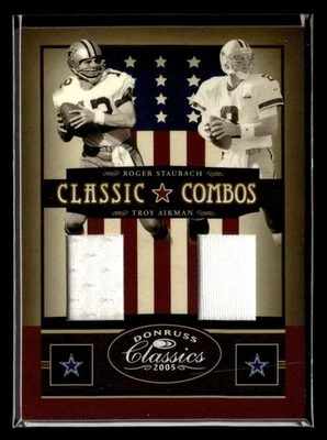 Camiseta deportiva Donruss Classics Roger Staubach Troy Aikman 2005 reliquia/75 U8243 Foto 1 de 2