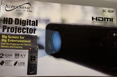 Supersonic SC-80P 1080p Full HD Digital Projector +HDMI/USB/mSD/AV Inputs - Image 1 of 3