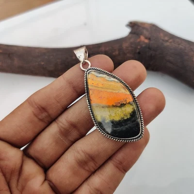 Colgante de piedras preciosas de jaspe abejorro de plata de ley 925 colgante de diseñador PG7157 Foto 1 de 4