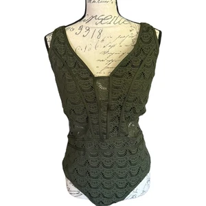 Traje de baño de una pieza Becca Green Crochet Show And Tell talla 2X 20-22 - Imagen 1 de 2