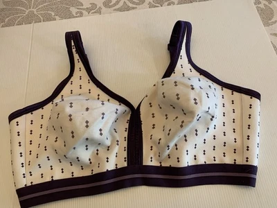 NEW Lane Bryant Cacique Unlined No-Wire Bra 42DDD White w/ Purple print - Image 1 of 4