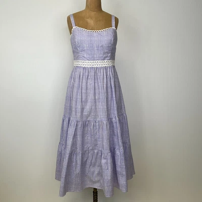 Lilly Pulitzer Dress Women 8 Olivet Stretch Midi Gingham Pocket Party Core Ni - Image 1 of 4