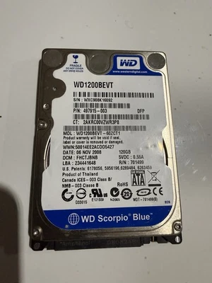 Western Digital WD1200BEVT 120GB 2.5” SATA HDD – WD Scorpio Blue Tested - Image 1 of 2