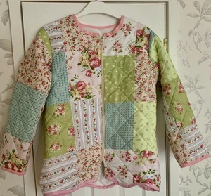 Handmade QUILTED JACKET Upcycled Floral Patchwork  size approx 14-16 Bust 41” - Picture 1 of 22