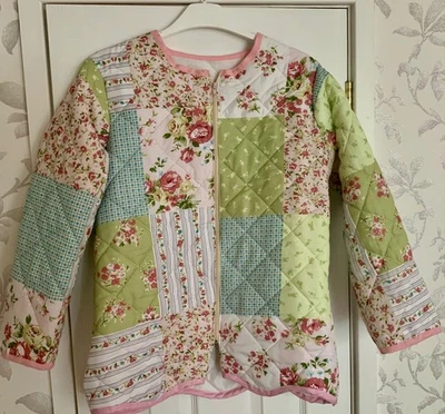 Handmade QUILTED JACKET Upcycled Floral Patchwork  size approx 14-16 Bust 41” - Image 1 of 4