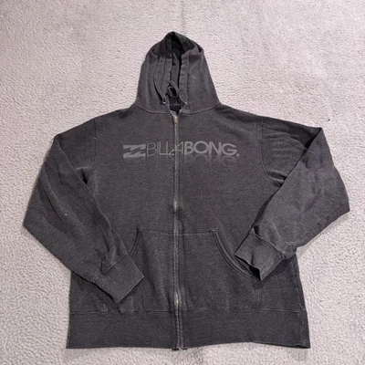 Vintage Billabong Hoodie Mens Extra Large Gray Grunge Logo Full Zip Jacket Y2K - Image 1 of 4