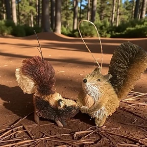 2 braune Sisal Eichhörnchen Christbaumschmuck - Bild 1 von 1