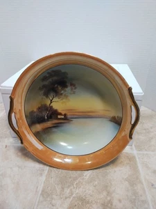 Wunderschöne Noritake handbemalte Lake and Cottage 10 Zoll Schüssel Hergestellt in Japan - Bild 1 von 12
