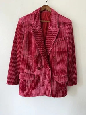 Isabel Marant Dita Terciopelo Pana Traje Blazer Chaqueta Deportiva Fuscia Rosa Talla 38 Foto 1 de 4