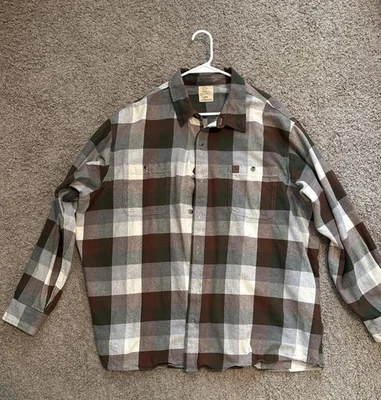 Ducks Unlimited Men’s 3XL Flannel Green,Brown, White Plaid - Image 1 of 4