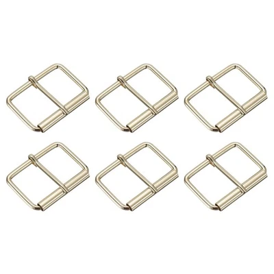 Roller Buckles, 6pcs 45x30mm 4mm Thick Metal Belt Pin Buckle, Gold Tone — 第 1/4 张图片