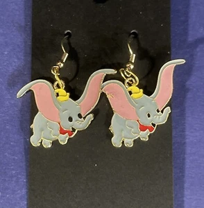 Dumbo Enamel on Gold Tone Metal French Wire Earrings  - Picture 1 of 1