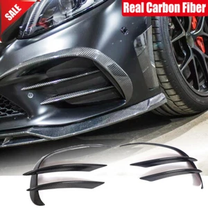 For Benz W205 C300 C43 2019UP Real Carbon Front Bumper Splitter Air Vent Fin - Picture 1 of 12