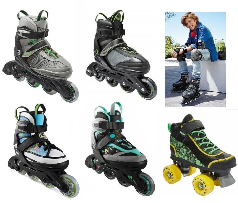 CRIVIT Inline Skates Kinder Rollschuhe Verstellbare Rollerskates Für Anfänger Gr. 29-41