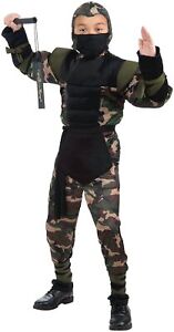 Strike Force Ninja Camo Military Soldier Fancy Dress Up Halloween Child Costume