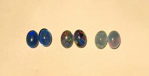 Lot 6 Australian Black Opal Triplet 5x7mm Oval Gemstone / 3 Pairs - Picture 1 of 4