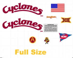 Iowa State Cyclones Full Size FS Football Helmet Decals Big 12 8 Mil Convex Gear - Picture 1 of 1