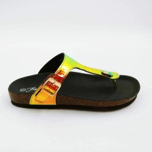 Forever Womens Berk-01 T-Strap Sandals Gold Slip On Buckle Adjustable 6 New - Picture 1 of 10