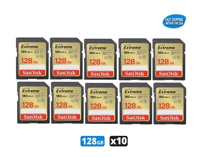 128GB Sandisk Extreme SD cards for Camera / Trail Camera / Computers (10 Pack) - Image 1 of 4