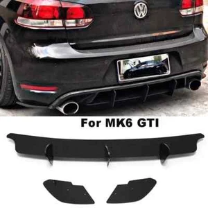 For 2010-2014 VW Golf 6 MK6 GTI Rear Bumper Lip Diffuser Shark Fins Splitter Kit - Picture 1 of 7