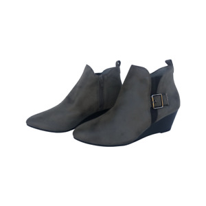 Anne Klein Wedge Boot Grey/Brown Size 9M