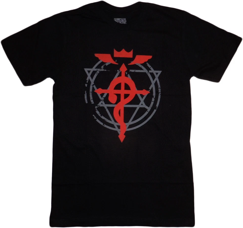 Camiseta Negra Fullmetal Alchemist Brotherhood Flamel Cross Hombres Licencia Oficial Foto 1 de 1
