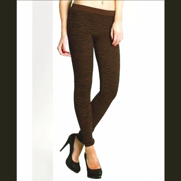 Nikibiki Dark Brown Zebra Animal Print Leggings - Image 1 of 1