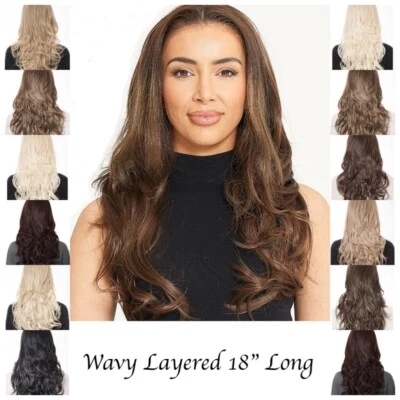 Peluca Koko Larga Ondulada Media Cabeza 3/4 Peluca 18" Natural En Capas Pelo Grueso Foto 1 de 4