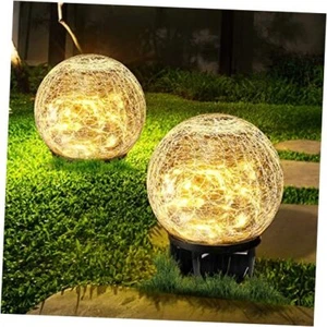 Garden Solar Lights 2 Pack,Outdoor Waterproof 30 LED Cracked Glass Ball Globe - Picture 1 of 7