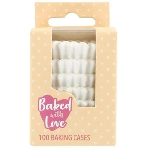 Baked With Love Mini White Greaseproof Baking Cases - 2 Pack Sizes - Picture 1 of 1