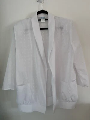 Chaqueta Blazer Village Fair Vintage Tela Ojales Blanca Para Mujer Grande’s Foto 1 de 4