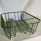 1960s Vtg Avocado Green Dish Drainer Coated Wire Footed 14x13x5 Mid Century