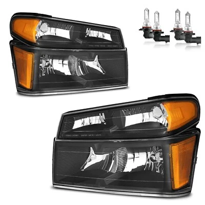 Pair Headlights + Bumper Lamps For 2004-2012 GMC Canyon Chevy Colorado w/ Bulbs Foto 1 de 4