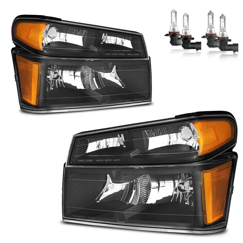 Pair Headlights + Bumper Lamps For 2004-2012 GMC Canyon Chevy Colorado w/ Bulbs Foto 1 de 4