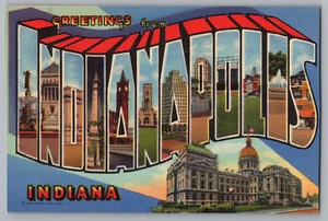 Postcard Greetings From Indianapolis, Indiana, Large Letter - Picture 1 of 2